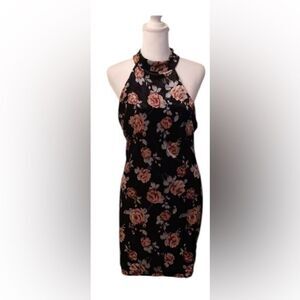 Forever21 size large fits like a small sleeveless flower print velour dress EUC